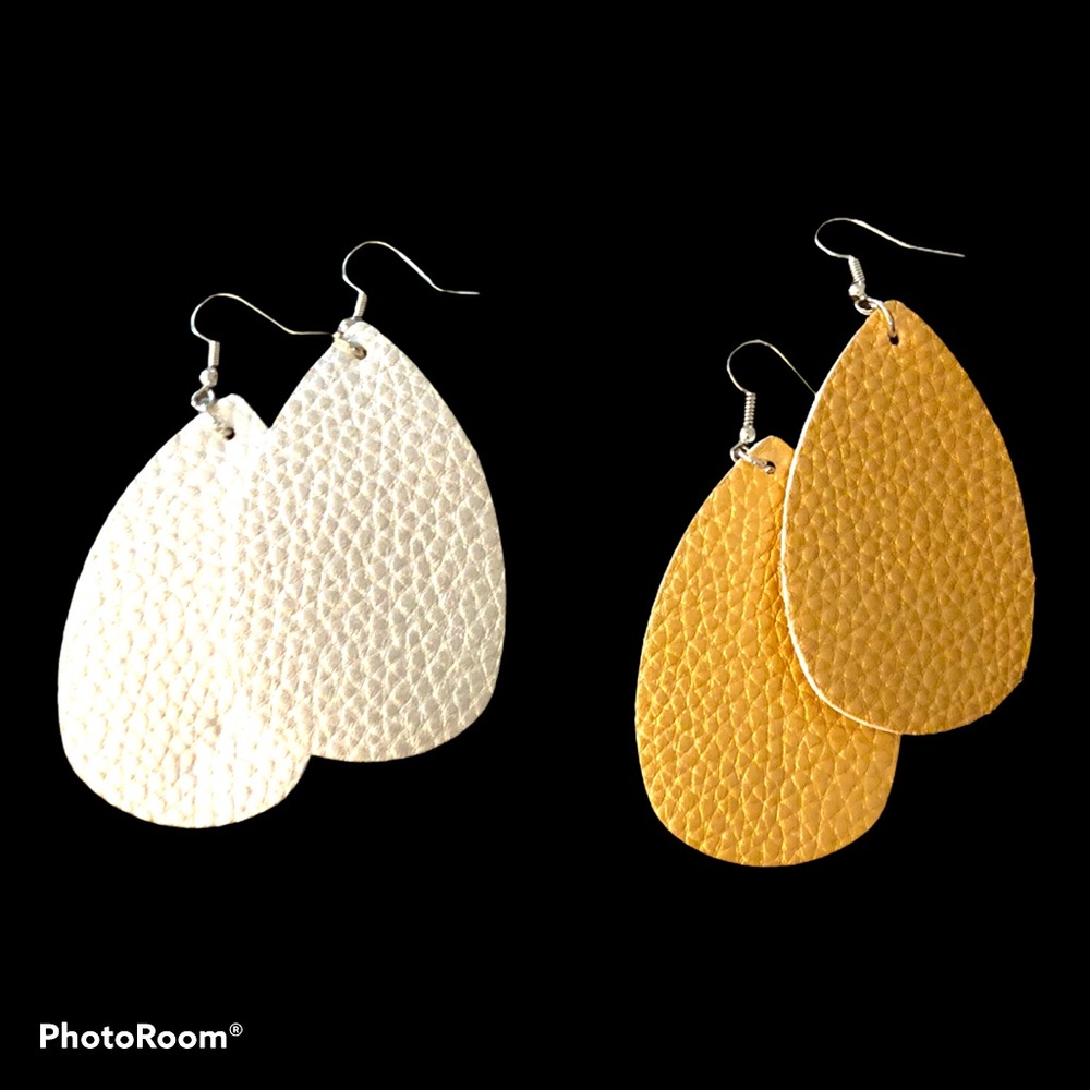 New! Silver and Gold Disco Leather Earrings‎ Bundle
